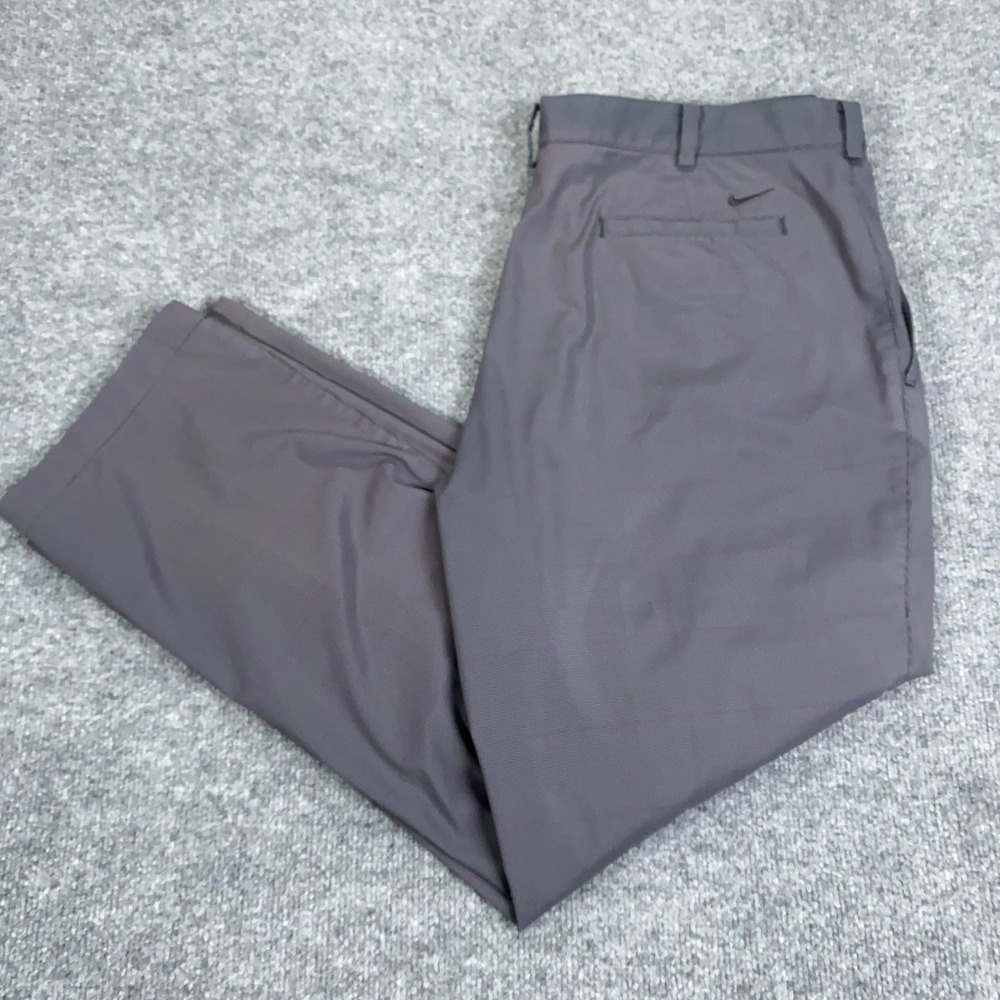 Nike Golf Pants Mens 38x30 Gray Dri-FIT Standard Fit Stretch Chino Windowpane